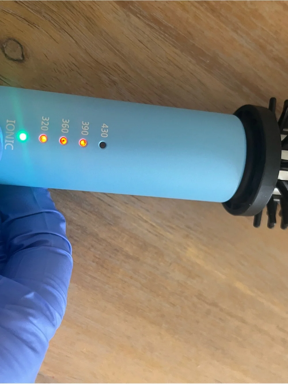 AmoVee Ionic Straightening Brush Blue Electric 4 Heat Settings 430°F